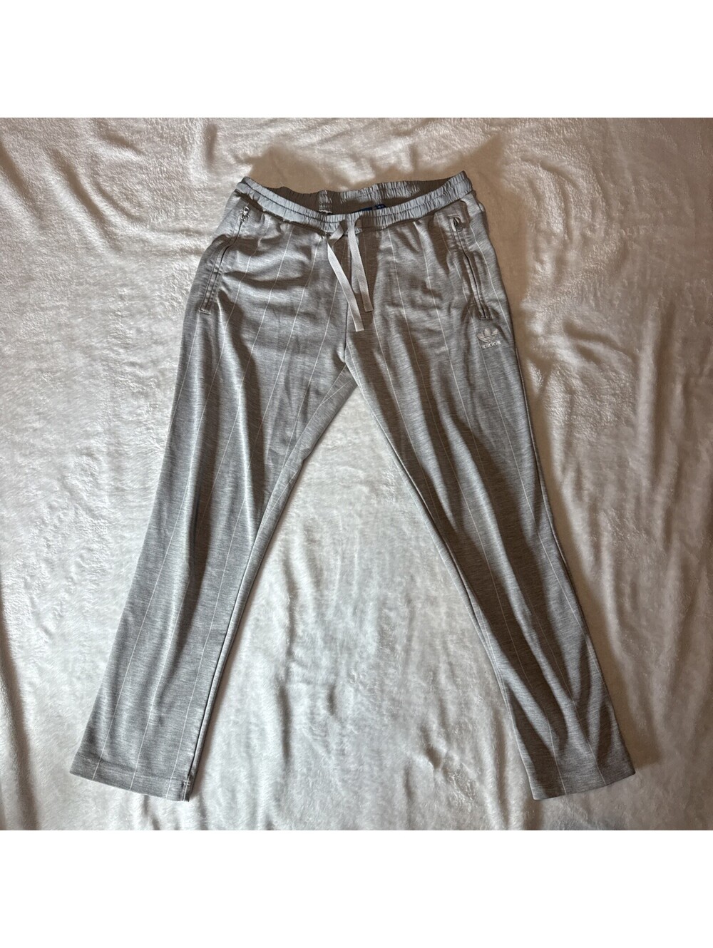 Adidas Cigarette Pants Grey Stripe Womens Sz S Ankle Knit 1850 Track (2181)